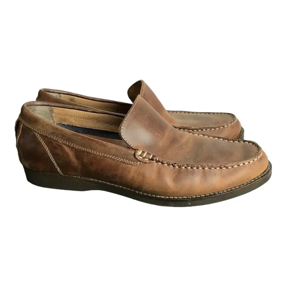 Tommy Bahama Rocker Canyon Men 10.5 Venetian Brown‎ Leather Slip-On Shoes Loafer